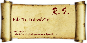 Réh István névjegykártya